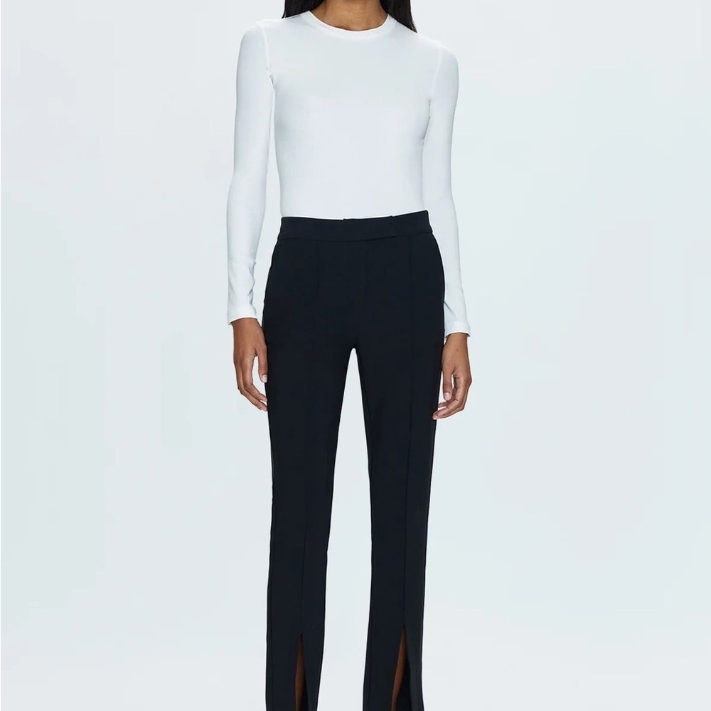 pistola Black High Rise Front-Slit Flare Pants Size 27 Stretch Bootcut Trouser